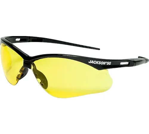 Jackson Safety SG Safety Glasses with Soft Touch Temples, Anti-Fog, Amber Lens, Black Frame - Pkg Qty 12
