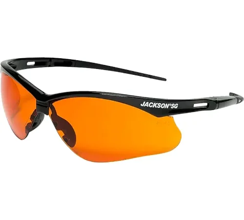 Jackson Safety SG Safety Glasses with Soft Touch Temples, Anti-Scratch Blue Shield Lens, Black Frame - Pkg Qty 12