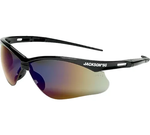 Jackson Safety SG Safety Glasses with Anti-Scratch Blue Mirror Lens and Black Frame - Pkg Qty 12