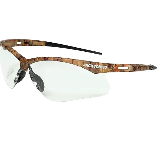 Jackson Safety SG Safety Glasses with Anti-Fog, Clear Lens and Camo Frame