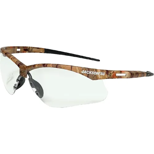 Jackson Safety SG Safety Glasses with Anti-Fog, Clear Lens and Camo Frame