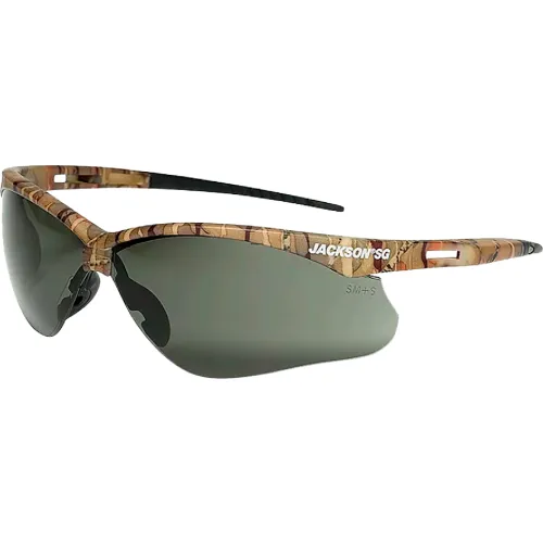 Jackson Safety SG Safety Glasses with Anti-Scratch Smoke Lens with Camo Frame - Pkg Qty 12