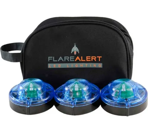 FlareAlert Pro Battery Powered LED Emergency 3 Beacon Kit, Blue, B3-FP-B