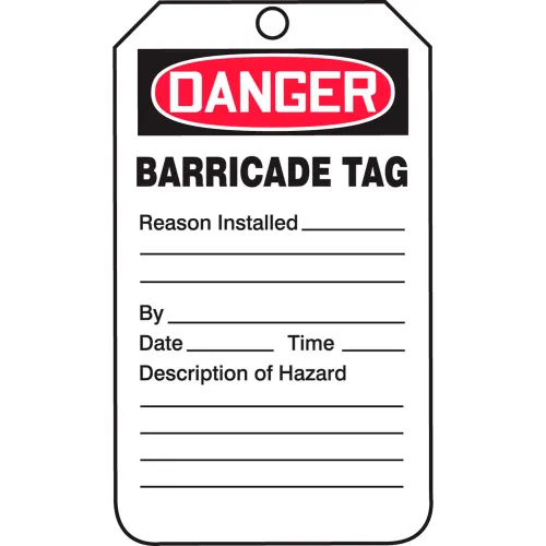 Accuform TAB104PTP Danger Barricade Tag, RP-Plastic, 25/Pack