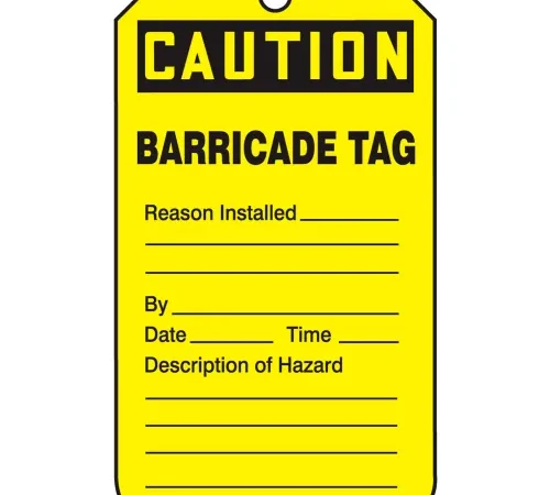 Accuform TAB105CTP Caution Barricade Tag, PF-Cardstock, 25/Pack