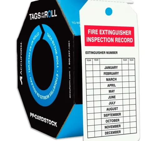 Accuform TAR732 Fire Extinguisher Inspection, PF-Cardstock, 250/Roll