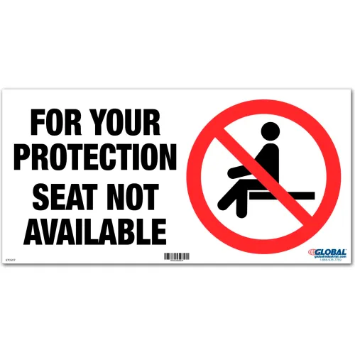 Global Industrial™ Seat Not Available Adhesive Sign, 12"W x 6''H, For Wall, Seat or Bench