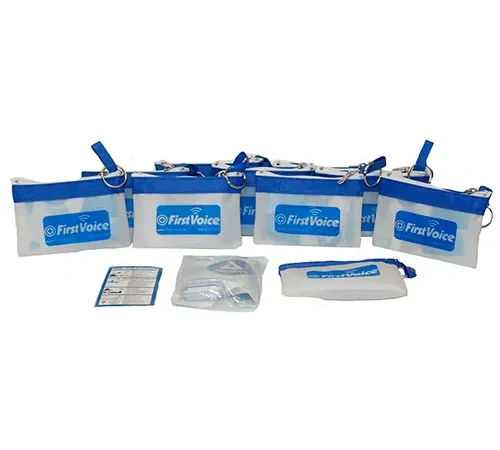First Voice CPR Keychain with One-Way Valve CPR Barrier with CPR Instruction Card, 10/PK