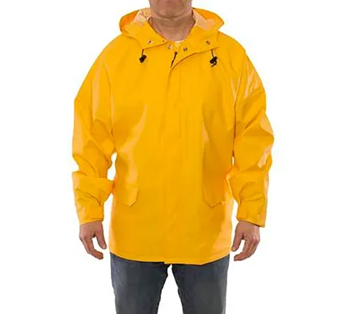Weather-Tuff® Jacket, Size Men's Medium, Storm Fly Front, Attached Hood Green