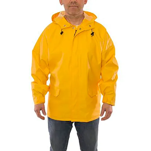 Weather-Tuff® Jacket, Size Men's Medium, Storm Fly Front, Attached Hood Green