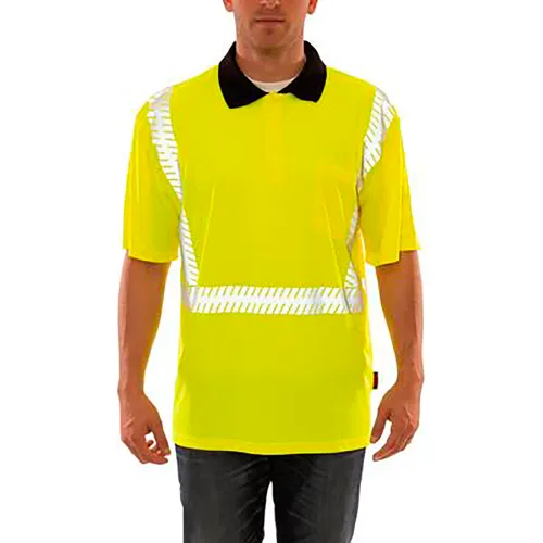 Job Sight™ Class 2 Polo Pullover Hi Visibility Shirt, Lime, Polyester, MD