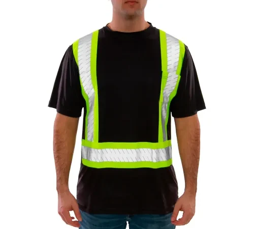 Tingley® Job Sight Class 1 Short Sleeve T-Shirt, Black with Fluorescent Yellow-Green, 4XL