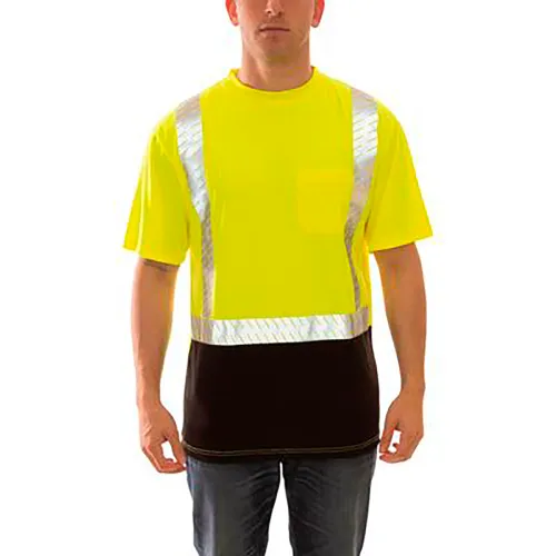 Job Sight™ Class 2 Premium Pullover Hi Visibility T-Shirt, Lime, Polyester, 4XL