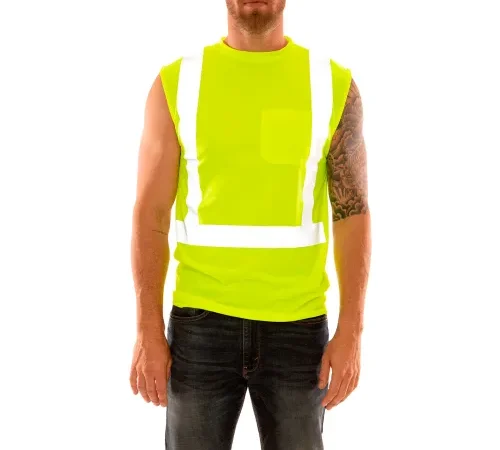 Tingley® Reflective T-Shirt, Long Sleeve, 1 Pocket, Silver Tape, Type R, Class 3, Fl Lime, 4XL