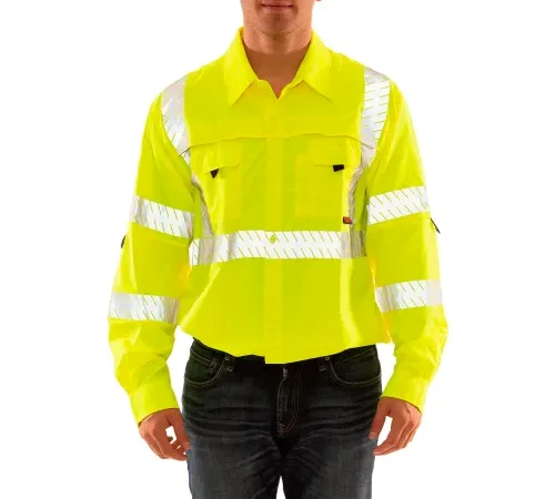 Tingley® Reflective Long Sleeve Shirt, Silver Tape, Type R, Class 3, Fl Lime, Small