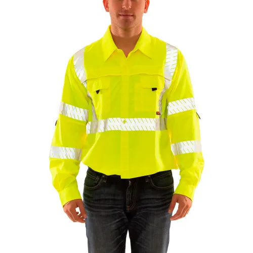 Tingley® Reflective Long Sleeve Shirt, Silver Tape, Type R, Class 3, Fl Lime, Small