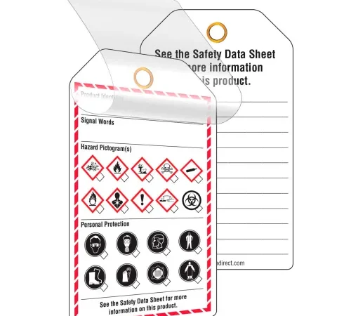 INCOM® GHS1083 GHS Style Self-Laminating Workplace Tags, Printed, 24/Pack