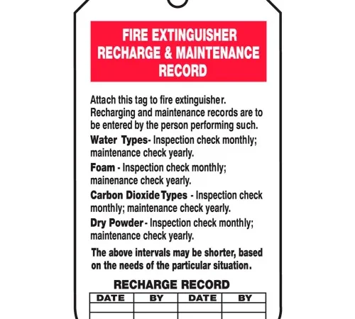 Accuform TRS211CTP Fire Extinguisher Recharge & Record Tag, PF-Cardstock, 25/Pack