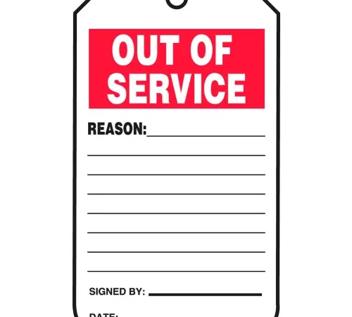 Accuform TRS243PTP Out Of Service Tag, PF-Cardstock, 25/Pack