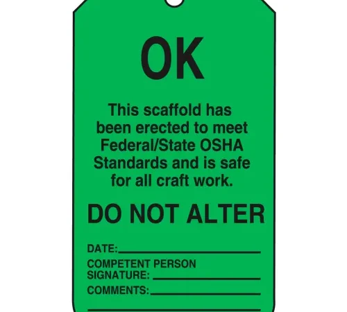 Accuform TSS103PTP OK This Scaffold...Erected To Meet...Tag, PF-Cardstock, 25/Pack