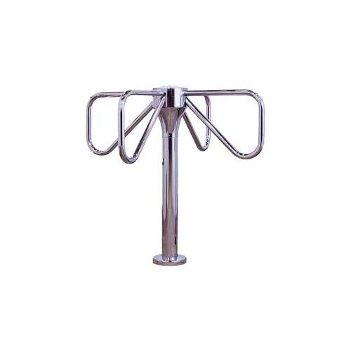 4-Arm Turnstile w/ Posts and Rails Counter Clockwise Direction - Mirror Chrome
