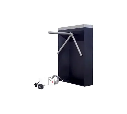 3-Arm Electric Turnstile Right Handed w/ Free Exit - Black Cabinet