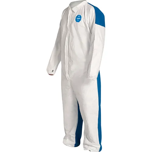 DuPont™ Tyvek® 400D Coverall, Elastic Wrist & Ankle, Stormflap, White Blue, MD, 25/Qty - Image 2