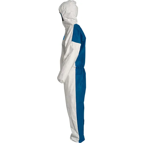 DuPont™ Tyvek® 400D Coverall,Hood, Elastic Wrist/Ankle, Stormflap, White Blue, MD,25/Qty - Image 2