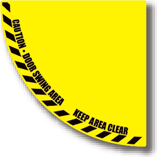 DuraStripe® Half 90° Door Swing Sign, Black on Yellow, 34" x 34"