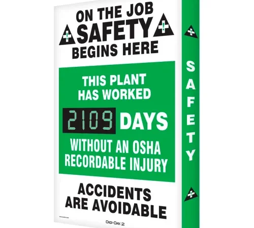 Accuform SCK114 On The Job Safety Electronic Scoreboard, 20"W x 28"H, Aluminum
