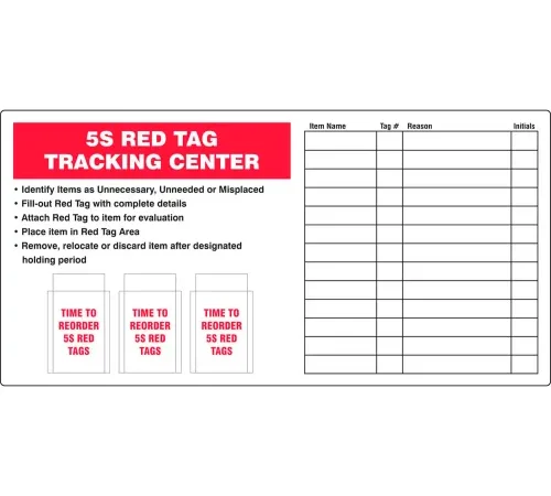 Accuform TAC501 Red Tag Tracking Center, Aluminum, 16" x 36"
