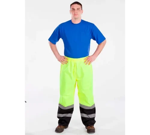 Utility Pro™ Hi-Vis Nylon Pants W/Elastic Waist, ANSI Class E, 30"L, L, Lime/Black