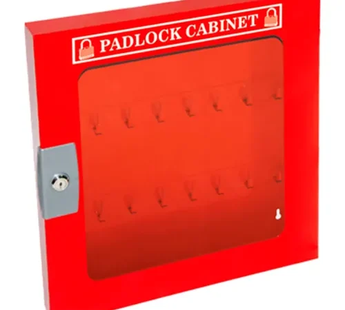 Zing Padlock Cabinet with Clear Window, 55 Padlock Capacity, 15-1/2"W x 2"D x 23"H, Red