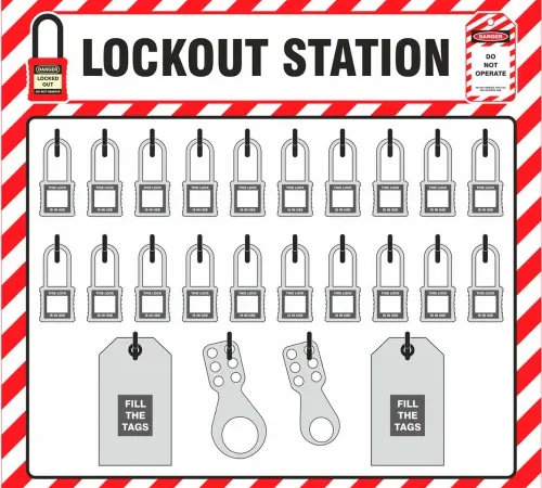 Zing Lockout Shadow Board, 20 Padlock Capacity, 23"W x 3/16"D x 22"H, Red