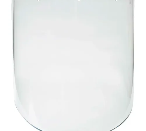 MSA V-Gard® Visor, PC, Clear, Molded, 9.25"W x 17"L x .098"H, Anti-Fog/Anti-Scratch - Pkg Qty 5