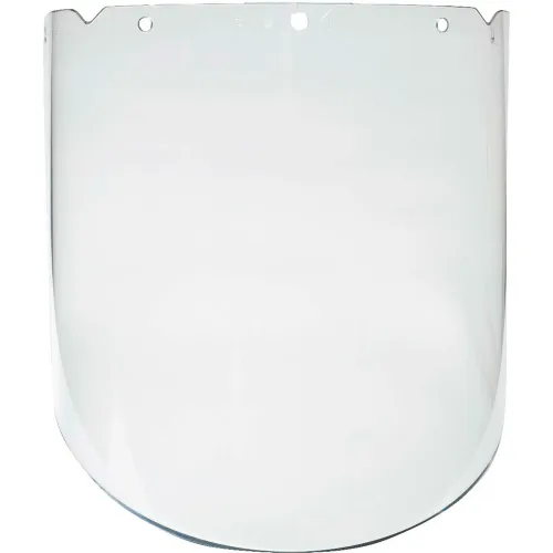 MSA V-Gard® Visor, PC, Clear, Molded, 9.25"W x 17"L x .098"H, Anti-Fog/Anti-Scratch - Pkg Qty 5