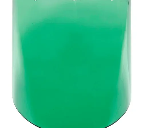 MSA V-Gard® Visor, PC, Green Tint, Molded, 9.25"W x 17"L x .098"H,Anti-Fog/Anti-Scratch - Pkg Qty 5
