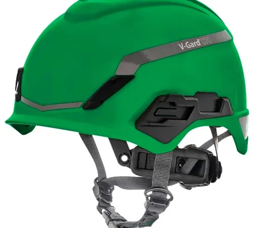 MSA V-Gard® H1 Safety Helmet, Novent Fas-Trac® III Pivot, ANSI, CSA, EN397, Green