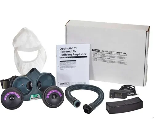 MSA® Optimair Tl Kit With Low Profile White Hood, He Filters, Extended Battery
