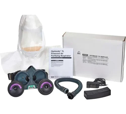 MSA® Optimair Tl Kit With Full Hood, He Filters, Extended Battery