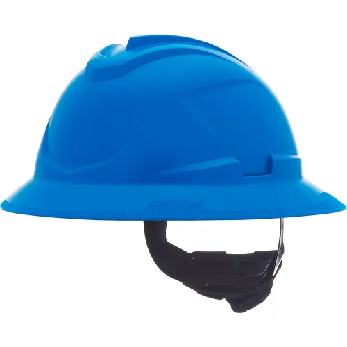 MSA Safety V-Gard C1™ Full Brim Hard Hat, Non-Vented, Fas-Trac III, Blue - Pkg Qty 16