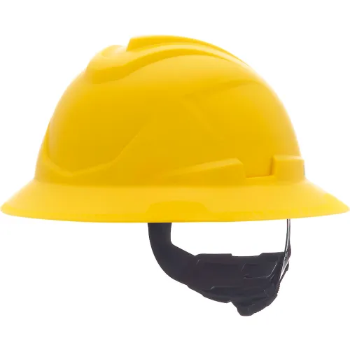 MSA Safety V-Gard C1™ Full Brim Hard Hat, Non-Vented, Fas-Trac III, Yellow - Pkg Qty 16
