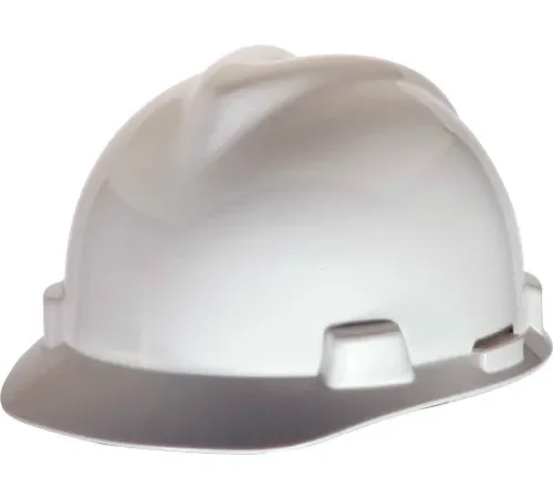 MSA V-Gard® Hard Hats, Front Brim, Staz-On® Pin-Lock Suspension, White, 463942