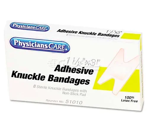 PhysiciansCare 51010 First Aid Fabric Knuckle Bandages, Box of 8