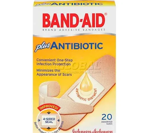 BAND-AID 5570 Antibiotic Adhesive Bandages, Assorted Sizes, 20/Box