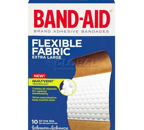 BAND-AID 5685 Flexible Fabric Extra Large Adhesive Bandages, 1-3/4" x 4", 10/Box
