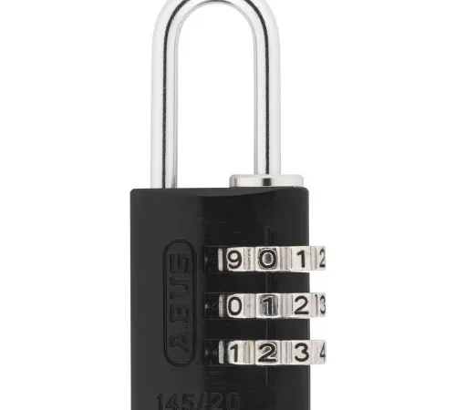 ABUS Anodized Aluminum Resettable 3-Dial Combination Lock 145/20 C - Black - Pkg Qty 6