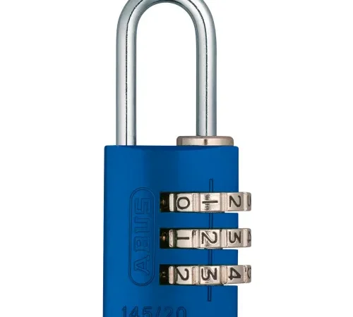 ABUS Anodized Aluminum Resettable 3-Dial Combination Lock 145/20 C - Blue - Pkg Qty 6