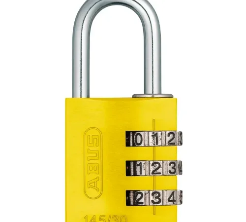 ABUS Anodized Aluminum Resettable 3-Dial Combination Lock 145/30 C - Yellow - Pkg Qty 6