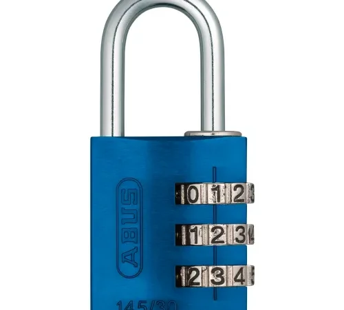 ABUS Anodized Aluminum Resettable 3-Dial Combination Lock 145/30 C - Blue - Pkg Qty 6